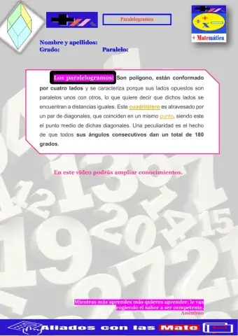 Carcaterísticas de los paralelogramos. Tipos.