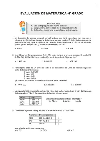 Prueba de Evaluación Diagnóstica De Matemáticas