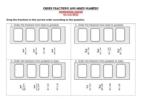 Order Fractions and Mixed Numbers