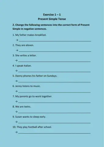 Exercise 1.2 Present simple