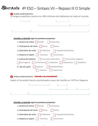 Ficha de sintaxis VII - Revisión O Simple