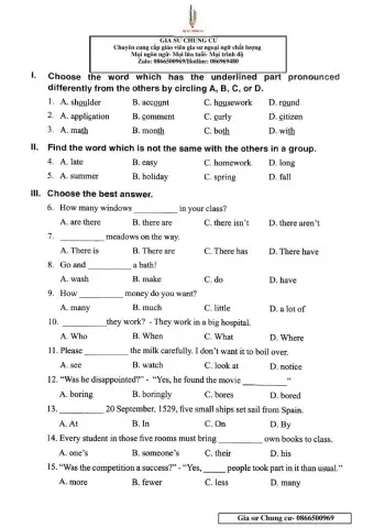 English 6 - Đề số 45