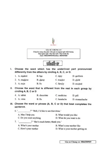 English 6 - Đề số 47