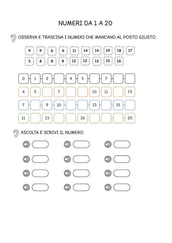 Numeri da 1 a 20