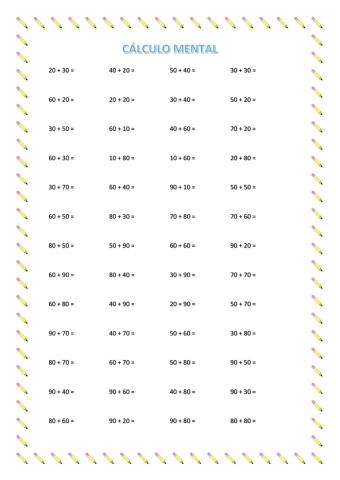 Cálculo mental: suma de decenas completas