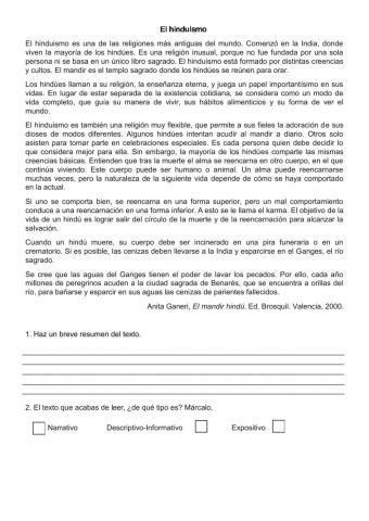 Hinduísmo: Comprensión lectora