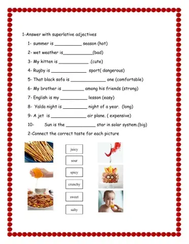 Superlative adjectives-taste exam