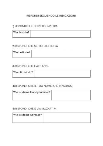 Parlare di se stessi (risposte)