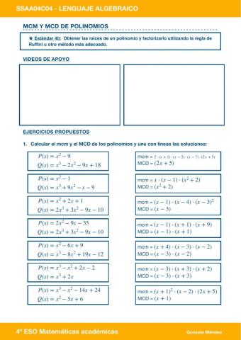 Mcm - MCD de polinomios (unir)
