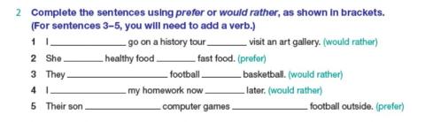 Would rather and prefer