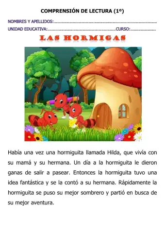 Comprensión de lectura 1º