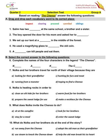 Q2 Selection Test A