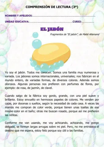 Comprensión de lectura 3º