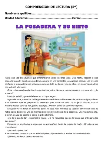Comprensión de lectura 5º