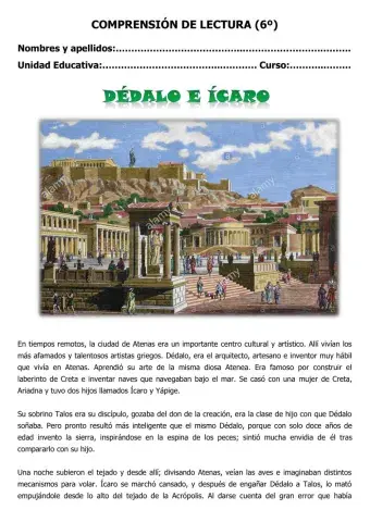 Comprensión de lectura 6º