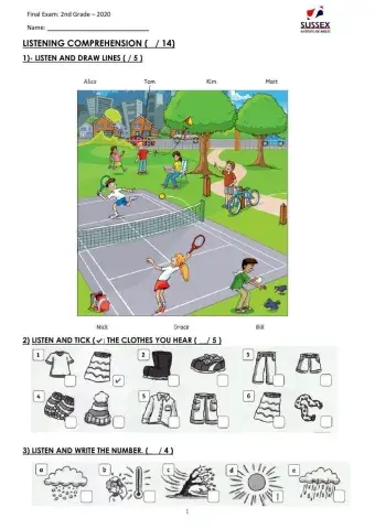 FINAL EXAM 2020 2nd GRADE Sussex