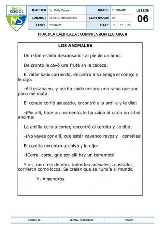 Comprensión de lectura II