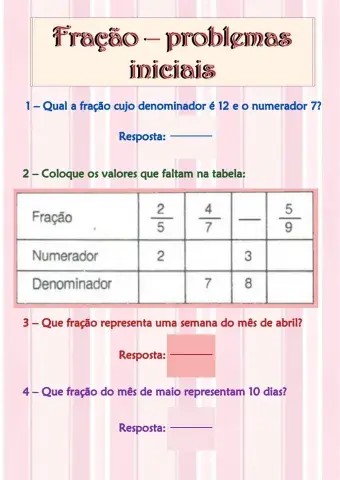 Fração - problemas iniciais