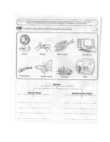 Sains tahun 1 benda hidup dan benda bukan hidup