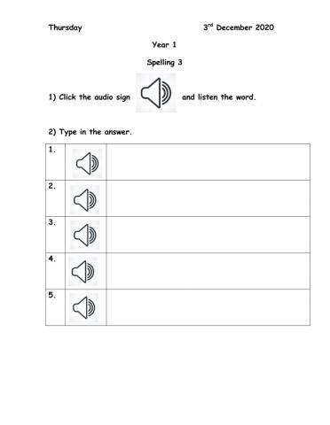 Lunchtime - spelling 3