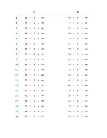 multiply 5 exercise 1