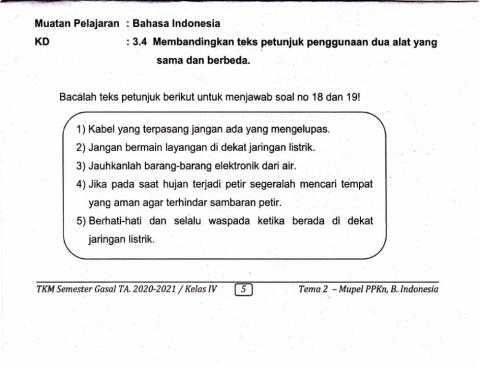 Pas bahasa indonesia tema 2 semester 1 2020-2021