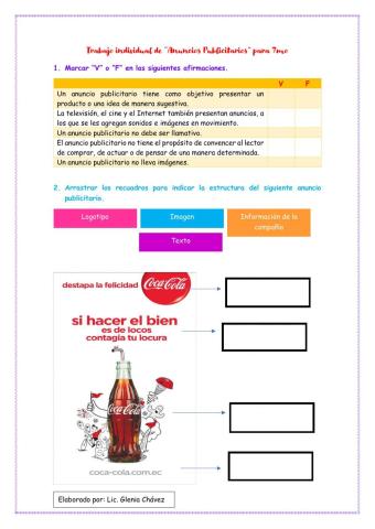 Trabajo individual de “Anuncios Publicitarios” para 7mo