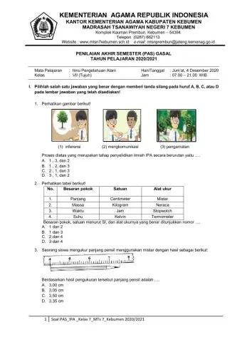 Soal pas ipa gasal kelas7 2020-2021