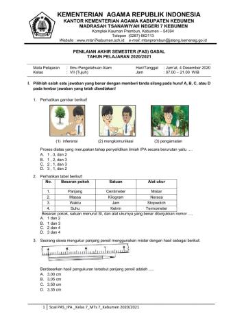 Soal pas ipa gasal kelas7 2020-2021