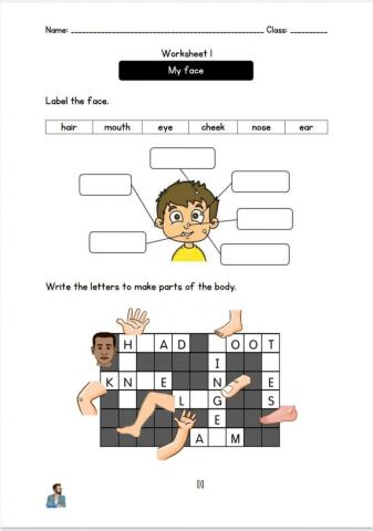 Worksheet my face-my body