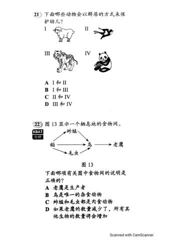 动物的生命过程 - 评估（2）