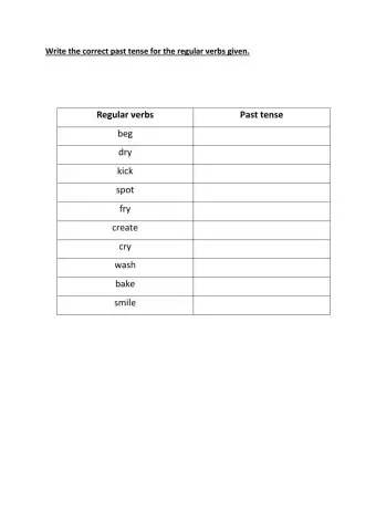 Past Tense (regular verb)