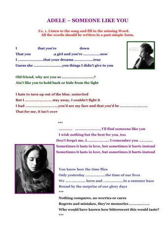 Listening comprehension - Someone like you -