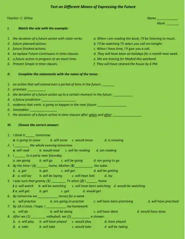 Different means of expressing the future