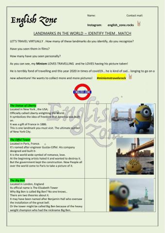 Landmarks in the world - identify them , match