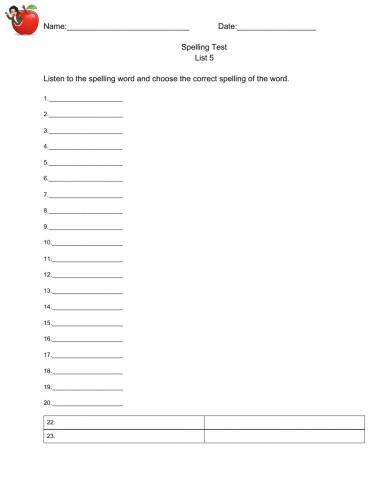 Spelling Test 5