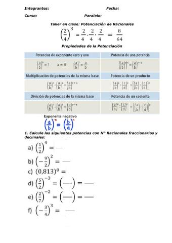 Potencias con N° Racionales