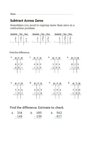 Subtract Across Zeros