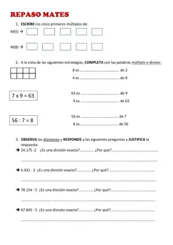 REPASO múltiplos y divisores