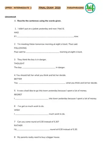 Upper 2 FE- Paraphrasing