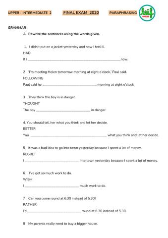 Upper 2 FE- Paraphrasing