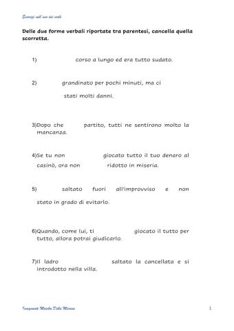 Uso corretto dei tempi verbali