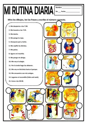 Mi rutina diaria- vocab match up