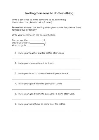 Inviting Someone to do Something