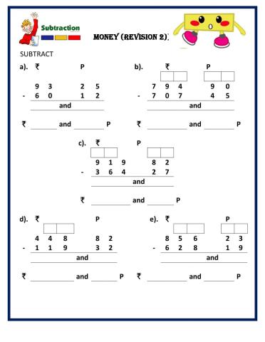 Subtraction money