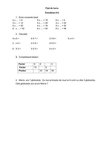 Înmulțirea 0-6
