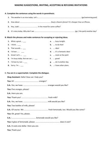 Making suggestions and asking questions