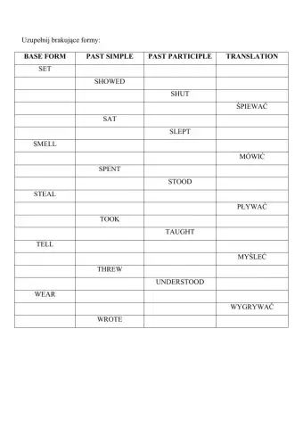 Irregular verbs