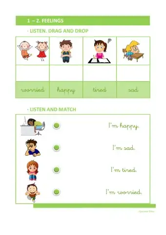 1-2. FEELINGS. DRAG AND DROP MATCH