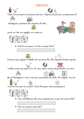 Comprensió lectora Papà Oca